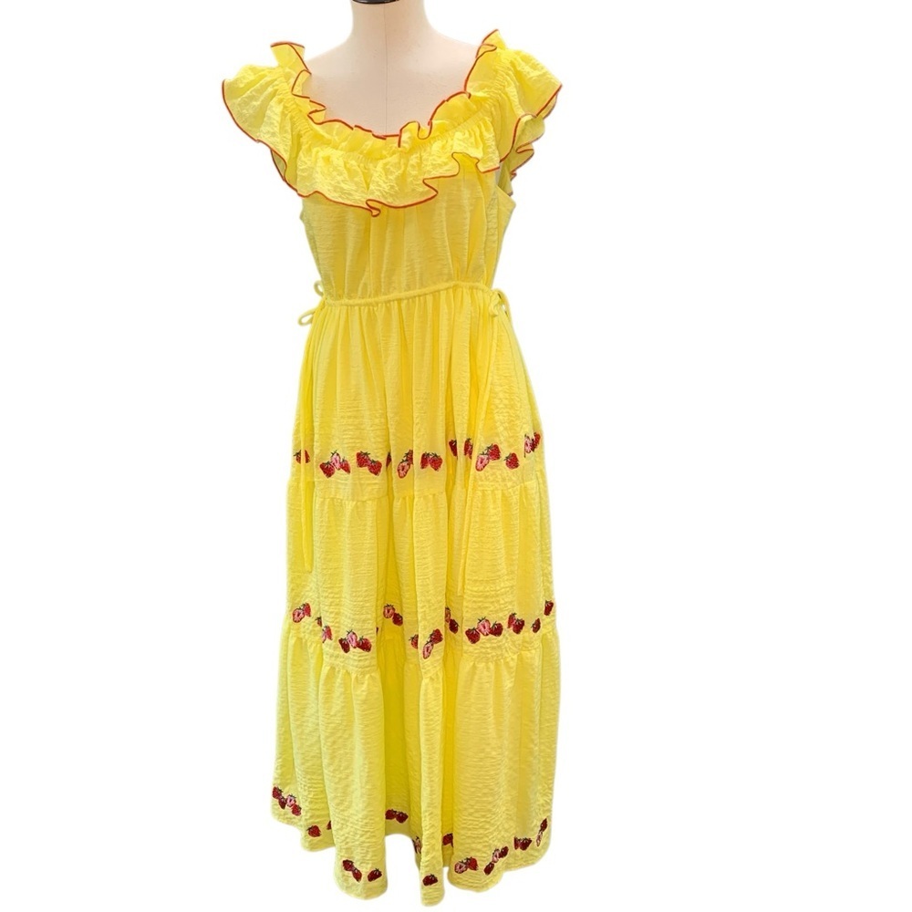 CROSBY‎ by MOLLIE BURCH Yellow Maxi Dress with Strawberry Trim